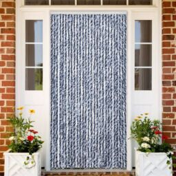 Berkfield Home Fly Curtain Blue & White 100x200 cm Chenille