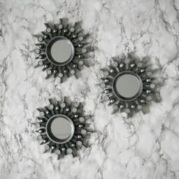 Marco Paul Set of 3 Silver Sunburst Small Wall Mirror Bathroom Decoration
