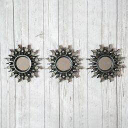 Marco Paul Set of 3 Silver Sunburst Small Wall Mirror Bathroom Decoration - thumbnail 5