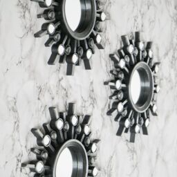 Marco Paul Set of 3 Silver Sunburst Small Wall Mirror Bathroom Decoration - thumbnail 2