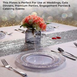 VOGREX 175pcs Disposable Dinnerware Dining set for 25 People in Silver - thumbnail 5