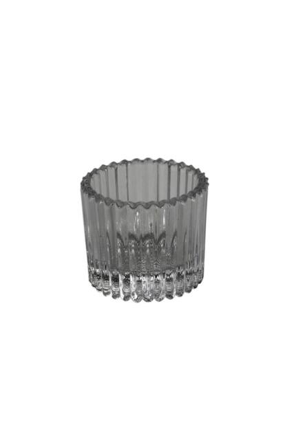 KDMD Grey Harrison Ribbed Glass Tealight Holder 4.5cm 10 Pack - image 1