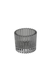 KDMD Grey Harrison Ribbed Glass Tealight Holder 4.5cm 10 Pack - thumbnail 2