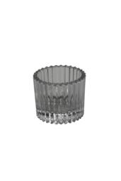 KDMD Grey Harrison Ribbed Glass Tealight Holder 4.5cm 10 Pack