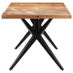 Berkfield Home Dining Table 160x80x76 cm Solid Acacia Wood in Black - Size: 160 x 80 x 76 cm - thumbnail 3
