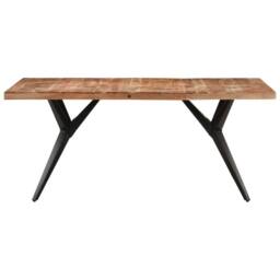 Berkfield Home Dining Table 160x80x76 cm Solid Acacia Wood in Black - Size: 160 x 80 x 76 cm - thumbnail 1