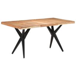 Berkfield Home Dining Table 160x80x76 cm Solid Acacia Wood in Black - Size: 160 x 80 x 76 cm - thumbnail 2