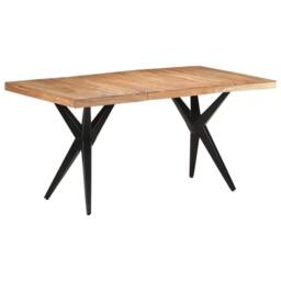 Berkfield Home Dining Table 160x80x76 cm Solid Acacia Wood in Black - Size: 160 x 80 x 76 cm - thumbnail 9