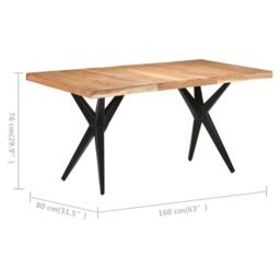 Berkfield Home Dining Table 160x80x76 cm Solid Acacia Wood in Black - Size: 160 x 80 x 76 cm - thumbnail 7