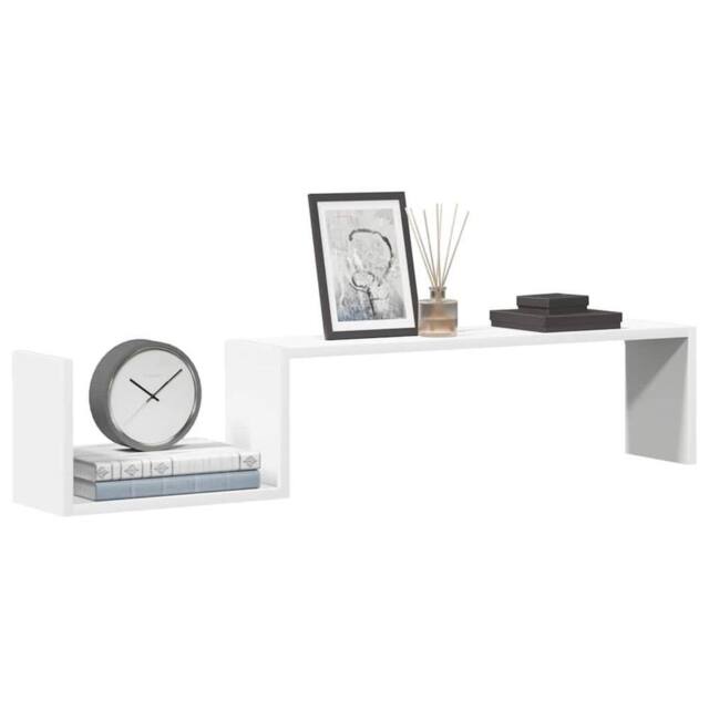 Berkfield Home Wall Shelf 2 pcs White 100x15x20 cm Engineered Wood - Size: 100 x 15 x 20 cm - image 1