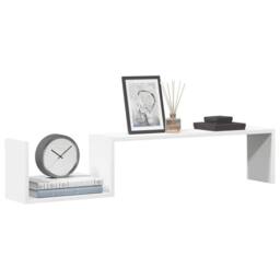 Berkfield Home Wall Shelf 2 pcs White 100x15x20 cm Engineered Wood - Size: 100 x 15 x 20 cm - thumbnail 1