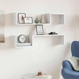 Berkfield Home Wall Shelf 2 pcs White 100x15x20 cm Engineered Wood - Size: 100 x 15 x 20 cm - thumbnail 2