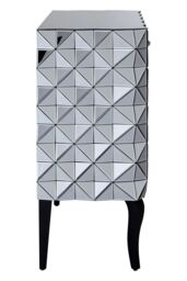 Orsina Contemporary Silver Finish Cabinet, Geometric Design Storage Cabinet For Kitchen, Sideboard Wooden Cabinet - thumbnail 3
