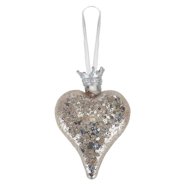 VFM e-Store Christmas Hanging Heart Decoration 13cm x 9cm Silver X 1 - Size: 13 cm x 9 cm - image 1