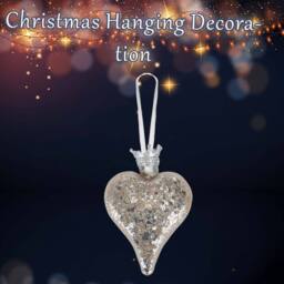 VFM e-Store Christmas Hanging Heart Decoration 13cm x 9cm Silver X 1 - Size: 13 cm x 9 cm - thumbnail 3
