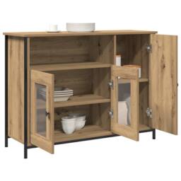 Berkfield Home Sideboard Artisan Oak 100x35x75 cm Engineered Wood in Brown - Size: 100 x 35 x 75 cm - thumbnail 3