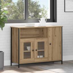 Berkfield Home Sideboard Artisan Oak 100x35x75 cm Engineered Wood in Brown - Size: 100 x 35 x 75 cm - thumbnail 1