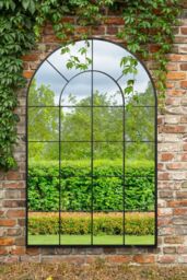 "MirrorOutlet Black Framed Arched Window Garden Mirror 75"" X 47"" 190 x 120CM - Size: 1 Pack" - thumbnail 2