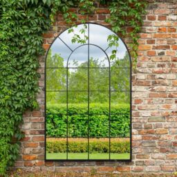 "MirrorOutlet Black Framed Arched Window Garden Mirror 75"" X 47"" 190 x 120CM - Size: 1 Pack" - thumbnail 6