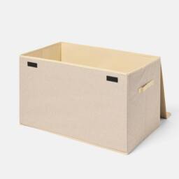 OHS Plain Foldable Fabric Storage Box Toy Organiser with Lid in Natural - Size: Large - thumbnail 4