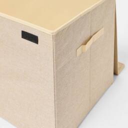OHS Plain Foldable Fabric Storage Box Toy Organiser with Lid in Natural - Size: Large - thumbnail 5