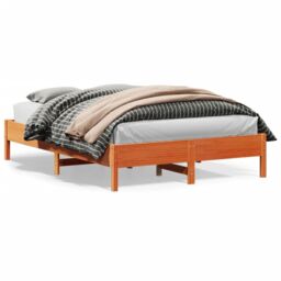Berkfield Home Bed Frame without Mattress Wax Brown 120x200 cm Solid Wood Pine - Size: Small Double - thumbnail 1