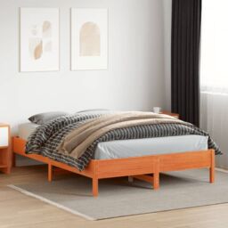 Berkfield Home Bed Frame without Mattress Wax Brown 120x200 cm Solid Wood Pine - Size: Small Double - thumbnail 3