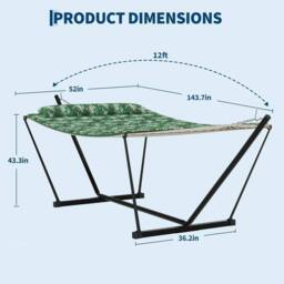 London Boutique Double Hammock w/ Stand & Pillow 2 Person Hammock Bed w/ Removable Pad in Green - thumbnail 5