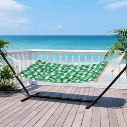 London Boutique Double Hammock w/ Stand & Pillow 2 Person Hammock Bed w/ Removable Pad in Green - thumbnail 1