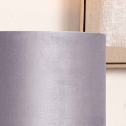 Ruma Light Grey Velvet Cylinder Shade for Table Lamps & Floor Lamps - Size: 14 inches - thumbnail 2
