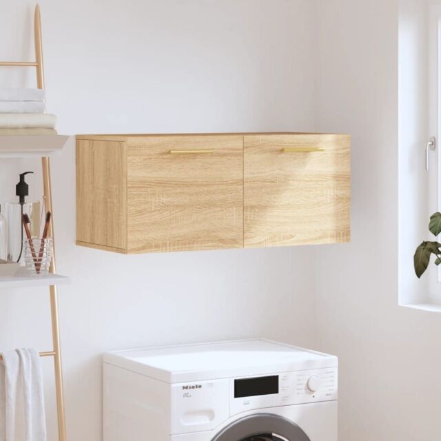 Berkfield Home Wall Cabinet Sonoma Oak 80x36.5x35 cm Engineered Wood in Brown - image 1