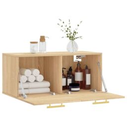 Berkfield Home Wall Cabinet Sonoma Oak 80x36.5x35 cm Engineered Wood in Brown - thumbnail 4