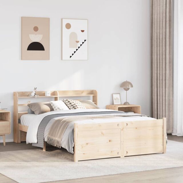 Berkfield Home Bed Frame with Headboard without Mattress 135x190 cm Double in Brown - image 1