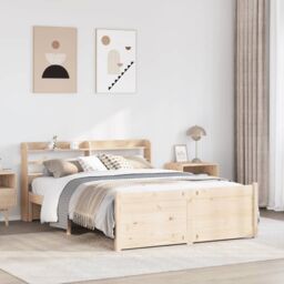 Berkfield Home Bed Frame with Headboard without Mattress 135x190 cm Double in Brown - thumbnail 1