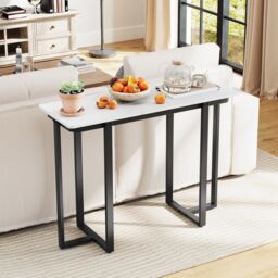 Gymax Console Table Modern Faux Marble Entryway Table Metal Frame in Black - thumbnail 5