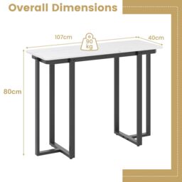 Gymax Console Table Modern Faux Marble Entryway Table Metal Frame in Black - thumbnail 2