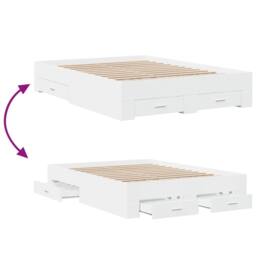 Berkfield Home Modern Bed Frame with Drawers without Mattress White 120x200 cm - Size: Small Double - thumbnail 7