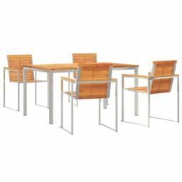 Berkfield Home 5 Piece Garden Dining Set Solid Wood Acacia in Brown