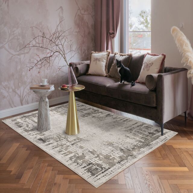 Desire Rugs Mayfair Living Room Area Rug Metallic Sheen Modern Croc Design in Grey - Size: 160 cm x 230 cm - image 1