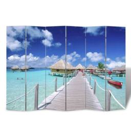 Berkfield Home Folding Room Divider 217x170 cm Beach - thumbnail 2