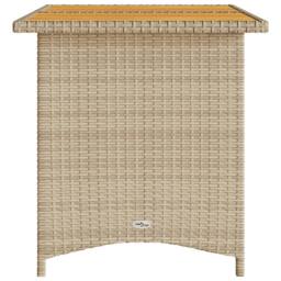Berkfield Home Garden Table with Wooden Top Beige 110x68x70 cm Poly Rattan - Size: 110 x 68 x 70 cm - thumbnail 5