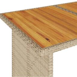 Berkfield Home Garden Table with Wooden Top Beige 110x68x70 cm Poly Rattan - Size: 110 x 68 x 70 cm - thumbnail 8