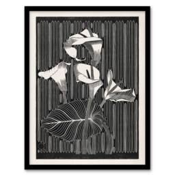 Artery8 Stylised Calla Lily Flowers De Mesquita Framed Wall Art Print in Black - Size: A4 - thumbnail 1
