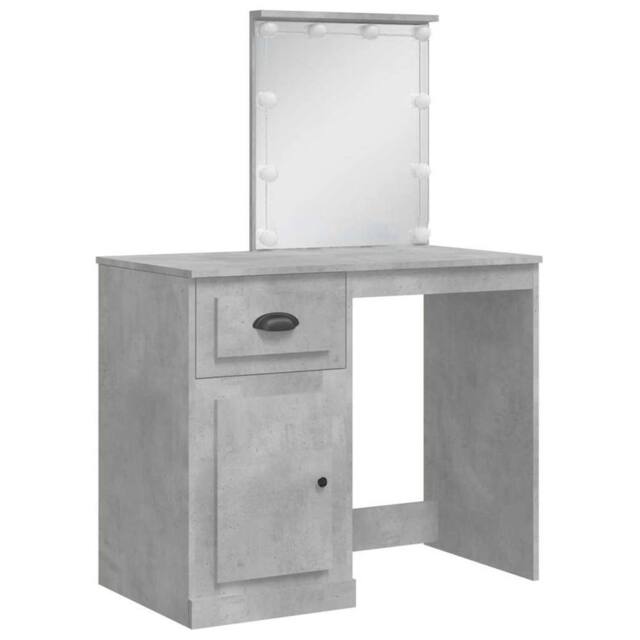 Berkfield Home Beautiful Dressing Table with LED Lights Concrete Grey 90x42x132.5 cm - image 1