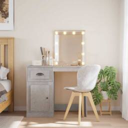 Berkfield Home Beautiful Dressing Table with LED Lights Concrete Grey 90x42x132.5 cm - thumbnail 2