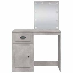 Berkfield Home Beautiful Dressing Table with LED Lights Concrete Grey 90x42x132.5 cm - thumbnail 5
