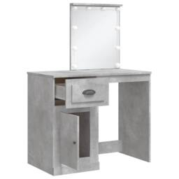Berkfield Home Beautiful Dressing Table with LED Lights Concrete Grey 90x42x132.5 cm - thumbnail 4