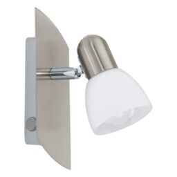Loops Wall Spot Light Colour Satin Nickel Shade White Satin Glass Bulb E14 1x25W in Metallics - thumbnail 1
