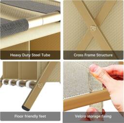 Huhote Metal Luggage Rack with Storage Shelf Suitcase stand Home 2 Set in Gold - thumbnail 7