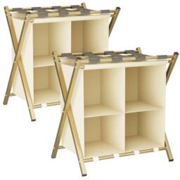 Huhote Metal Luggage Rack with Storage Shelf Suitcase stand Home 2 Set in Gold - thumbnail 9